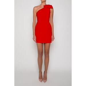 Alexia Maria Blair Red Silk Faille One Shoulder Mini Dress Cocktail size 2